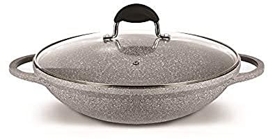 Bialetti 0F6WK032 Speciali Petravera Wok (con Coperchio) 32 cm, Adatto all'induzione, Alluminio