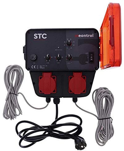 8 Amp Hydroponic Grow Room Twin Extractor Fan Speed & Temperature Environment Controller with 5 m Probe