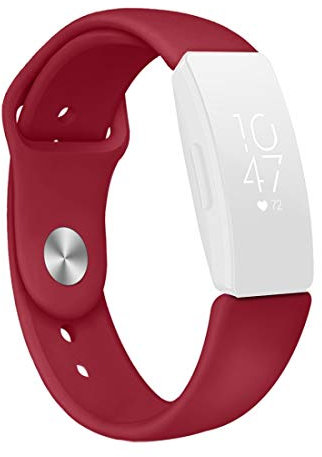 By Qubix - Kompatibel mit Fitbit Inspire 1 / HR/Ace 2 Silikonarmband - Größe: Large - Weinrot - Kompatibles Fitbit Armband, Large, Silikon