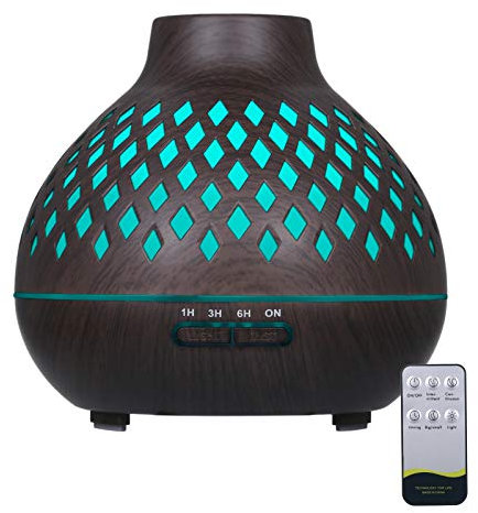 Decdeal Essential Oils Diffuser, 400ml Ultrasonic Air Humidifier Aroma Diffuser Mist Maker with Remote Control,7 Colorful Lights,4 Levels Time Setting,2 Spray Modes for Yoga Relax Home Bedroom Room