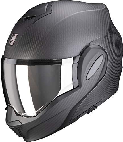 Scorpion EXO -Tech Carbon Black Matt I Size XS-XXL I Sun Visor, Pinlock, Communication Prepared, Flip-Up Helmet System Helmet