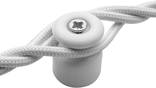 Amarcords - Fermacavo con viti e tasselli. 5 isolatori vintage in porcellana di colore bianco per installazioni di cavi treccia a parete.