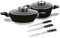 Laguiole - Set di 4 coltelli antiaderenti Black Ston® + 2 coltelli forgiati da bistecca + 1 forchetta forgiata