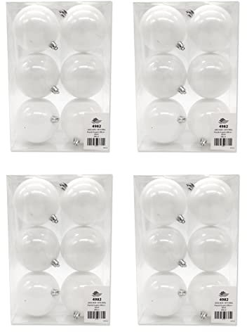 Kunststoff Weihnachtskugel Ø 8cm weiß Deko Kugel Christbaumschmuck bemalen DIY 4 Sets - 24 Stück