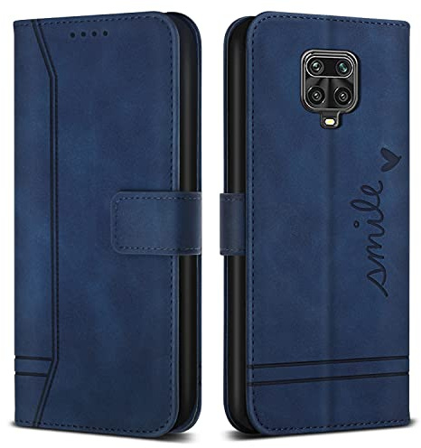 Bravoday Hülle für Xiaomi Redmi Note 9 Pro/Redmi Note 9S, PU Ledertasche Handyhülle Flip Schutzhülle mit Kartenfäch & Kickstand, Blau