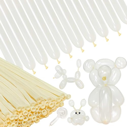 Transparente 260 Luftballons – 100 Stück Modellierung, lange dünne Latexballons für Geburtstag, Hochzeit & Karneval