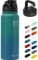 Fanhaw 600ml Insulated Stainless Steel Water Bottle with 2 Lids - Leak & Sweat Proof with Anti-Dust Lid (Green Blue)