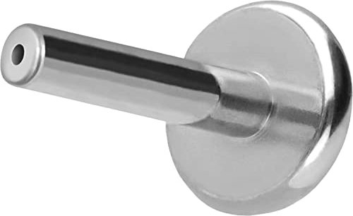 PIERCINGLINE Titan Labret mit Push Fit OHNE AUFSATZ Piercing Ohr Conch Tragus Lippe Nase Medusa Silberfarben 1,2x7 mm