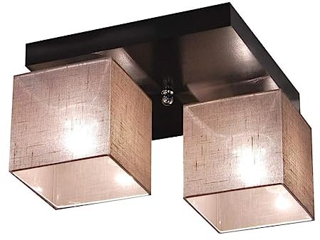 alfalux Deckenlampe LLS226D Deckenleuchte Leuchte 2-flammig Holz Kinderzimmer Wohnzimmer Lampe LED-geeignet (GRAU)