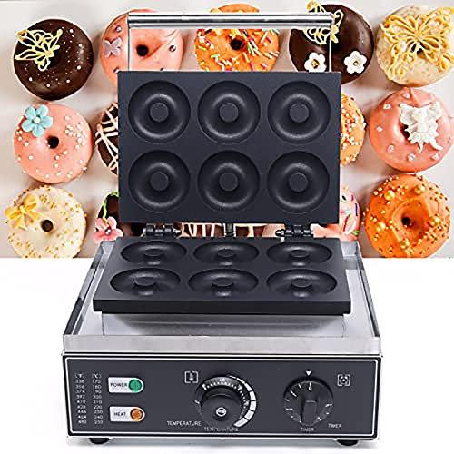 Commercial 6 Holes Electric Donut Maker 1550W Non-stick Doughnut Machine with Double-Sided Heating Donut Maker Machine for Home Commercial Use