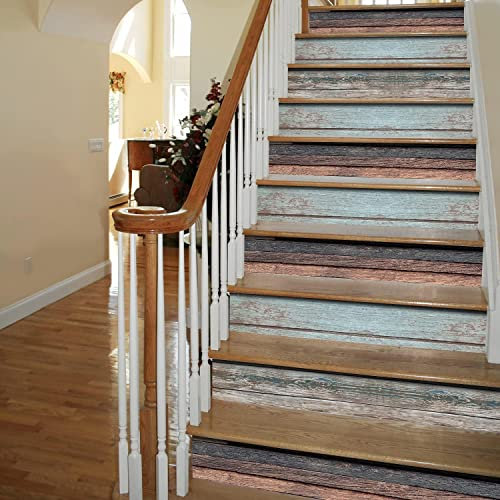 Neukids Film Décoratif en Vinyle pour Escaliers - Aspect Bois Vintage - Autocollant pour Marches d'Escalier - Grain de Bois
