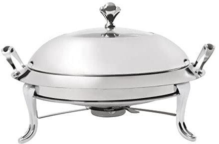 3L Rund Chafing Dish Set, 28cm Buffetwärmer Edelstahl, Speisewärmer mit Atmungsaktiver Deckel, Warmhaltebehälter für Catering, Buffet und Party (Silbrig)