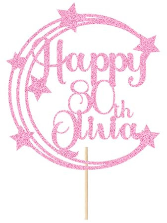 Personalised Happy Birthday Cake Topper Birthday Cake Toppers Gifts Cake Decorations Custom Glitter Cake Topper with Any Name & Age for Women Men Kids Son for 18th 21st 30th 40th(Baby Pink)