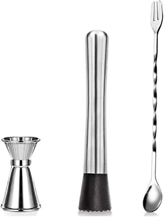 Cuchara Mezcladora De Cócteles, Mortero Y Juego De Jigger De Acero Inoxidable De 15ml Y 30ml, Kit De Herramientas De Barra Para Hacer Bebidas En Casa