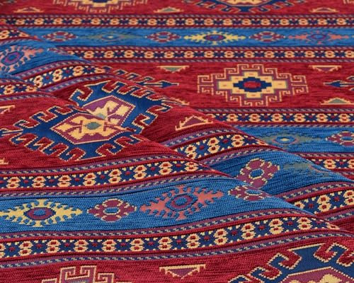 Kilim-Muster, Polsterstoff, Kelim, Bohemian, Boho, Wandteppich, Tribal, südwestlich, türkisch, marokkanisch, mexikanisch, ethnischer Stoff, Meterware (1 Yard (139,7 x 91,4 cm)