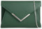 UShopUK Clutch im Umschlag-Stil, Kunstleder, Brautschmuck, Abschlussball, Hochzeit, Abend, Party, Geldbörse, Schultertasche, dunkelgrün, medium