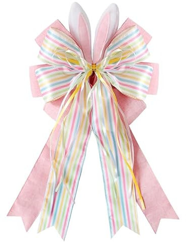 SIMISI RIBBON Großer Osterkranz, Schleife, Jute, Drahtschleife mit Haseneiern, Türornamente für Ostern, Baum, Party-Dekorationen (27,9 x 50,8 cm)