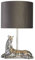 Licht-Erlebnisse Tischleuchte Samt Schirm 35 cm hoch in Silber Schwarz E27 Resin Zebra E27 Tischlampe Wohnzimmer Nachttischlampe Schlafzimmer