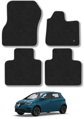 Renault Zoe (2013-2021) Carpet Car Mats | Grey Edge Trim Tailored Fit Floor Mats Full Coverage Protection Accessories Easy Clean Anti Slip Made in the UK
