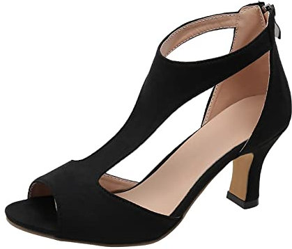 Generic Scarpe Aperte Donna Estive Basso Eleganti Sposa Matrimonio Slingback con Tacco High Heels Alto Sabot Comode Medio Scarpe Estive Nere Aperte Scarpe Basse Sandali Estive Sandalo