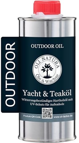 OLI-NATURA Yacht & Teaköl - Holzöl für Außen - 250 ml, Natur - Premium Leinöl mit Schutz vor UV-Strahlung, Verwitterung, Versprödung & Vergrauung - Geeignet für fast alle Holzarten
