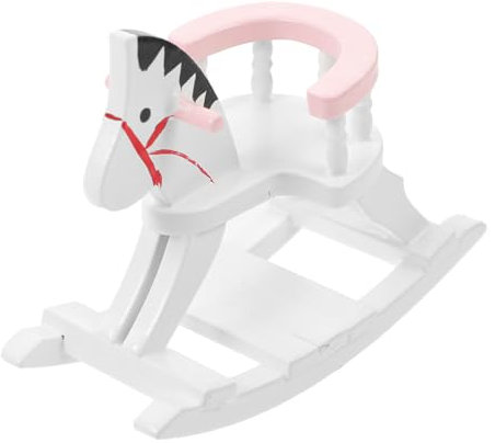 KOMBIUDA Miniatur-schaukelpferd-möbel Aus Holz Puppenhaus-zubehör Kleines Pferd-schaukelstuhl-Ornament Mini-möbel-Dekoration Für Puppenhaus