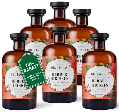 DR. JAGLAS Herber Hibiskus San Aperitivo alkoholfrei 3x500 ml – Bitter Aperitif mit Hibiskus & dezenter Whisky-Note – ideal für Hibiskus Spritz & Cocktails – vegan & glutenfrei