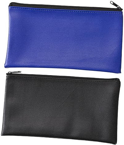 SEWACC 2 Stück Wasserdichte Einzahlungstasche Dokumentenhalter Büro Rechnungsorganisatoren Ledertasche Mit Reißverschluss Banktaschen Leder Dokumententasche Lederumschlag