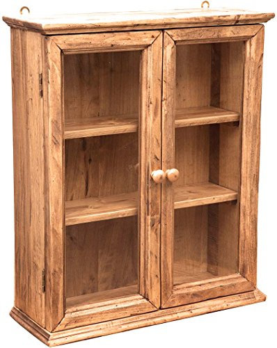 Biscottini Vitrine de Cuisine en Bois 58,5 x 48,5 x 18,5 cm | Oiattaia Shabby Chic Murale 3 étagères | Meuble Vintage 2 Portes | Meuble de Salle de Bain Suspendu