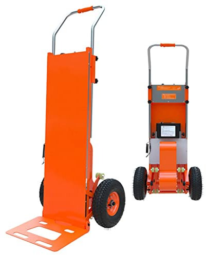 LaYiQimn Wagen Elektrischer Treppensteigerwagen, arbeitssparender Handwagen zum Treppensteigen mit Einer Tragkraft von 200 kg, leicht zu bedienender Wagen mit bürstenlosem 500-W-Motor/Orange/48 V