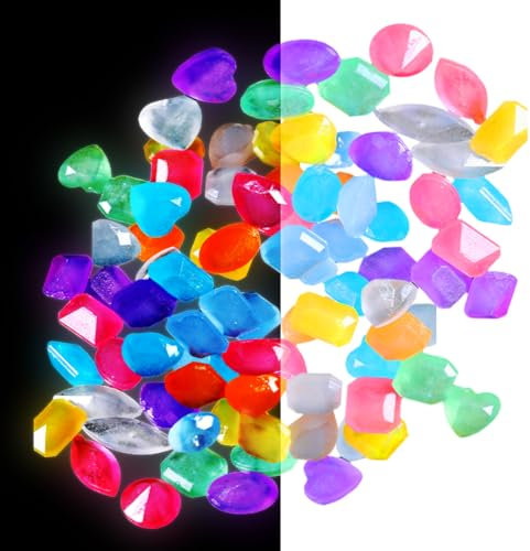 Voyyphixa 100PCS Fish Tank Gravel Aquarium Rocks for Fish Tank Glow in the Dark Rocks for Landscaping Pebbles Decorative Stones for Outdoor Indoor Garden Walkway Plant Pots Pathway Yard (100PCS)