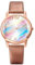 JewelryWe Damenuhr Regenbogen Leder Uhr: Braun Damen Preppy Boho Analog Quarz Armbanduhr Frauen Lässige Uhr mit PU Lackleder Armband und farbigem Regenbogen Zifferblatt