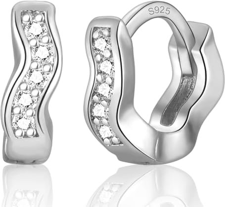 PDTU Creolen Silber 925 Klein, Ohrringe Silber 925 Creolen mit Zirkonia 6mm Klein Winzig Huggie Hypoallergen