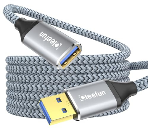 CLEEFUN 3 M 2 Pack Alargador USB 3.0 5Gbps, Cable Extensor USB Macho Hembra, Extension USB A para Ordernador, Mando de PS5, VR Gafas, Disco Externo, Impresora, Pendrive, Ratón, Teclado, Hub
