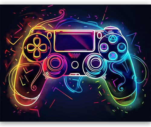Fototapete Gamecontroller Neon-Graffiti-Kunst150 x 105 cm Tapete Fototapeten Vlies Tapeten Vliestapete Wandtapete Moderne Wand Wandbild Schlafzimmer Spielzimmer Wohnzimmer Deko Tapete