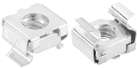 QUARKZMAN M6 x 1mm Dado a Gabbia, 50Pz Dadi a Gabbia Snap-In, Dado Metrico in Acciaio Carbonio Zincato per Armadio Rack Server, Argento
