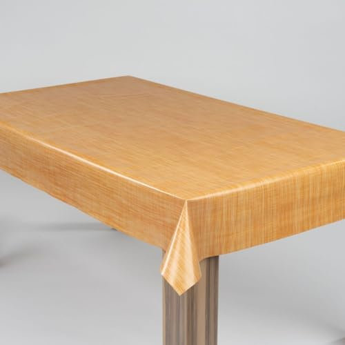 laro Wachstuch-Tischdecke Abwaschbar Garten-Tischdecke Wachstischdecke PVC Plastik-Tischdecken Eckig Meterware Wasserabweisend Abwischbar |70|, Muster:Leinenoptik Mango Gelb, Größe:130x180
