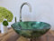 Nero Aufsatz Glas Waschschale grün 42cm rund Waschbecken Waschtisch Green Art Glaswaschbecken Bad WC