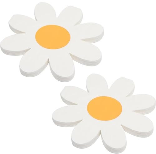 40 Stück Servietten Gänseblümchen - Deko Servietten Blumenform für Party, Geburtstag, Kindergeburtstag, Festival, Weihnachten