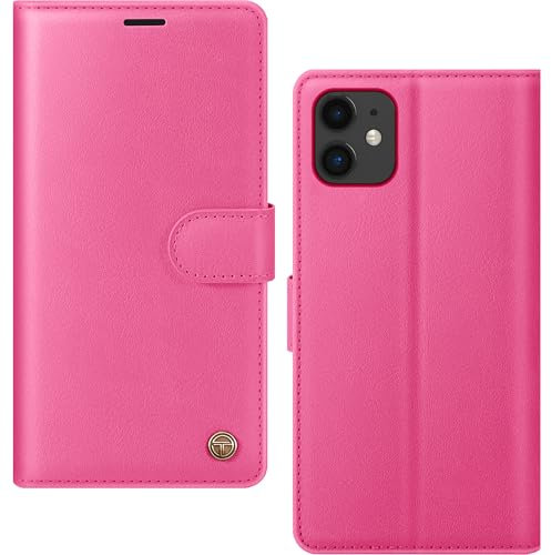 AIMOYU for iPhone 11 Case, Flip Wallet Leather Phone Case with [4 Card Slots] [Kickstand] [RFID Blocking] Magnetic Protective Shockproof Cover for iPhone 11 Phone Case - Peach Pink