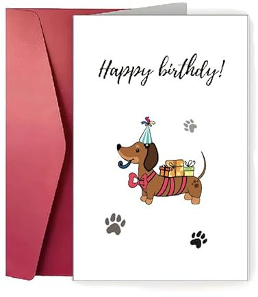 Kinretixia Lustige Dackel Geburtstagskarte, Alles Gute zum Geburtstag Geschenke für Frauen und Männer, Geburtstagskarten mit Umschlag, Geeignet für Geburtstagsfeiern
