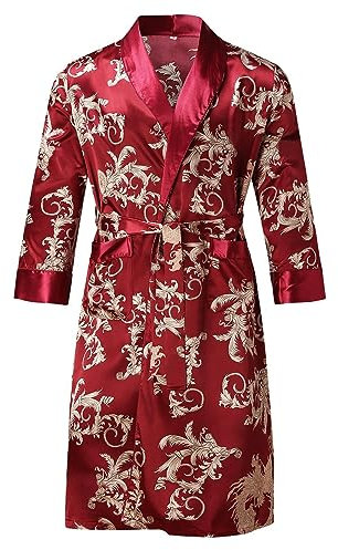 Damen-Bademantel aus Satin, Blumenmuster, eleganter Seiden-Bademantel für Damen, Luxus-Satin-Kimono-Nachtwäsche, weicher und leichter Bademantel für Damen, glatter Satin-Bademantel für Loungewear,