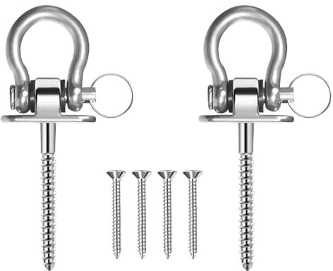 KUHAWL Schwerlast 180° Schaukelhaken, 2 Schaukelhaken 500kg Capacity 304 Edelstahl Schaukelhaken für Holzbalken, Deckenhaken Schaukel Boxsack für Hängematten Yoga Boxsäcke Porch Swing Sets (500KG)