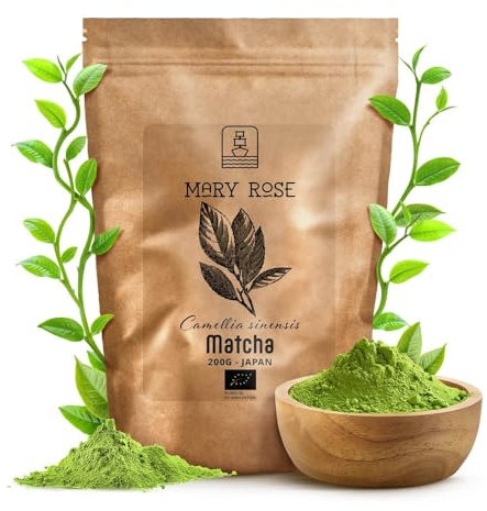Mary Rose Organic Matcha Powder 200g – Japanese Green Tea from Kagoshima, Culinary Grade for Lattes, Baking & Smoothies