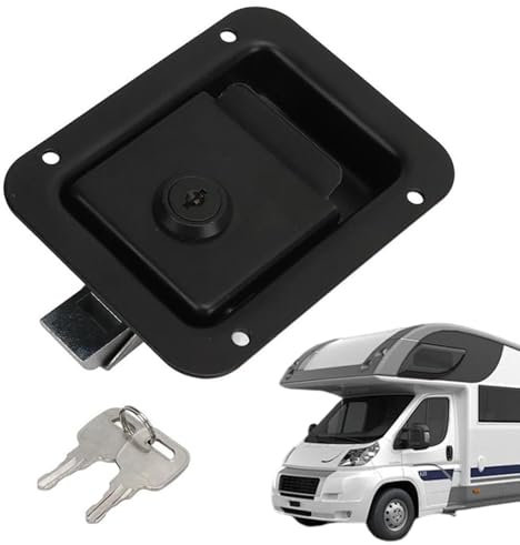 Cerradura de puerta de furgoneta, cerradura de remolque de coche | Cerradura plana de remolque de acero inoxidable, 5x4 pulgadas, cerradura de coche | Cerradura de puerta resistente con 2 llaves