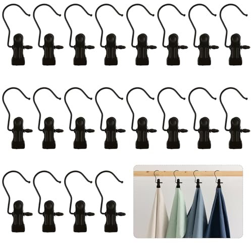20 Stück Kleiderbügel Clip 360°Drehbarer,Tragbar Wäscheklammern Edelstahl,Edelstahl Wäsche Haken,Drehbare Wäscheklammern,rutschfest Kleiderbügel Clip,Haken Für Kleiderbügel