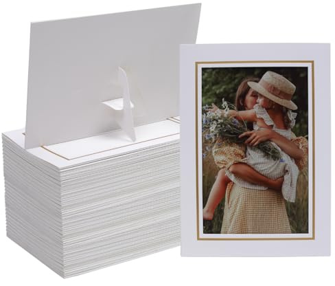 Meonua 100 Stück stehende Papier-Bilderrahmen, 10 x 15 cm, mit Staffelei, Papier-Bilderrahmen, Karten, Galerierahmen für Heimwerker, Hochzeit, Klassenzimmer, Abschlussfeier (weiß)