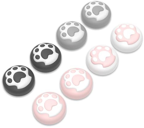 playvital 8 Stück Joystick Caps Kappen für Nintendo Switch 2 (2025), Cute Silikon Thumbstick Grip Cover für Switch 2, Analog-Abdeckungen für Joy Con 2 Zubehör – Cat Paw