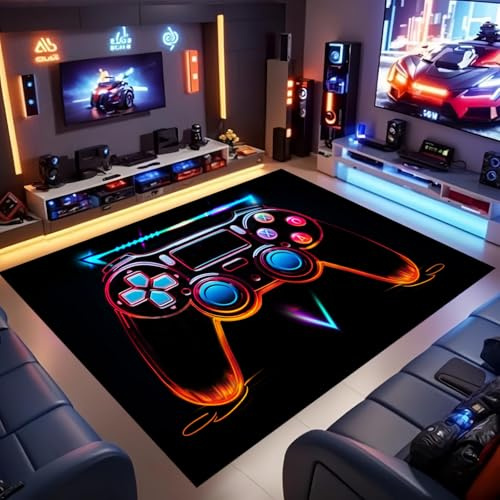3D Gamepad-Teppich 160x200cm Kinder-Videospiel-Controller Gaming Flächenteppich weich atmungsaktiv Gaming-Schlafzimmerzubehör coole Teppiche für Jungen Schlafzimmer Wohnzimmer Vordertürmatte innen