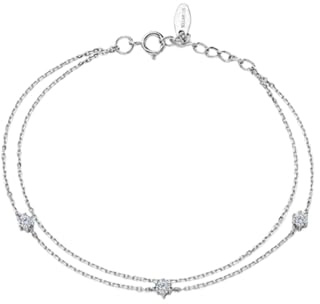KnSam Armband Damen Weißgold 750 Echte Goldschmuck, 0.15ct Labor Erstellt Diamant Armreifen Doppelte Schicht Rundschliff Weiß, Armreifen 18K, 18CM